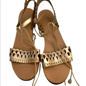 Jack Rogers Gold Ankle Tie Sandals